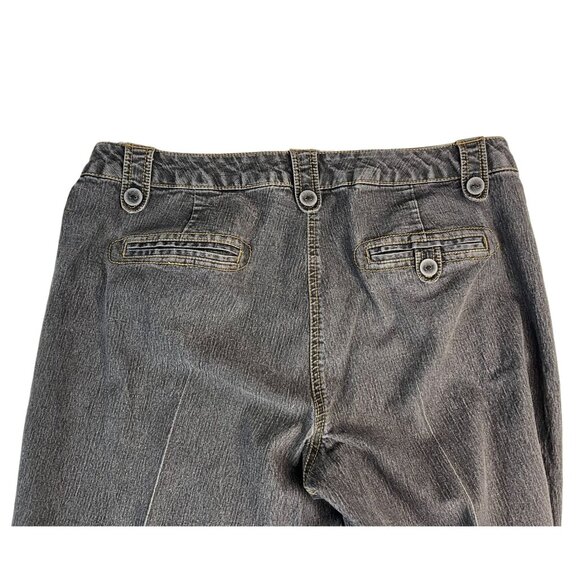 New Directions Cotton Stretch Wide Leg Denim Jeans Women's 12 Black Medium Wash - Picture 6 of 7